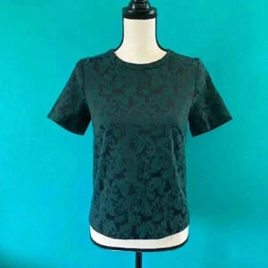 ⭐️ Halogen dark greenish blue floral patterned top in size small